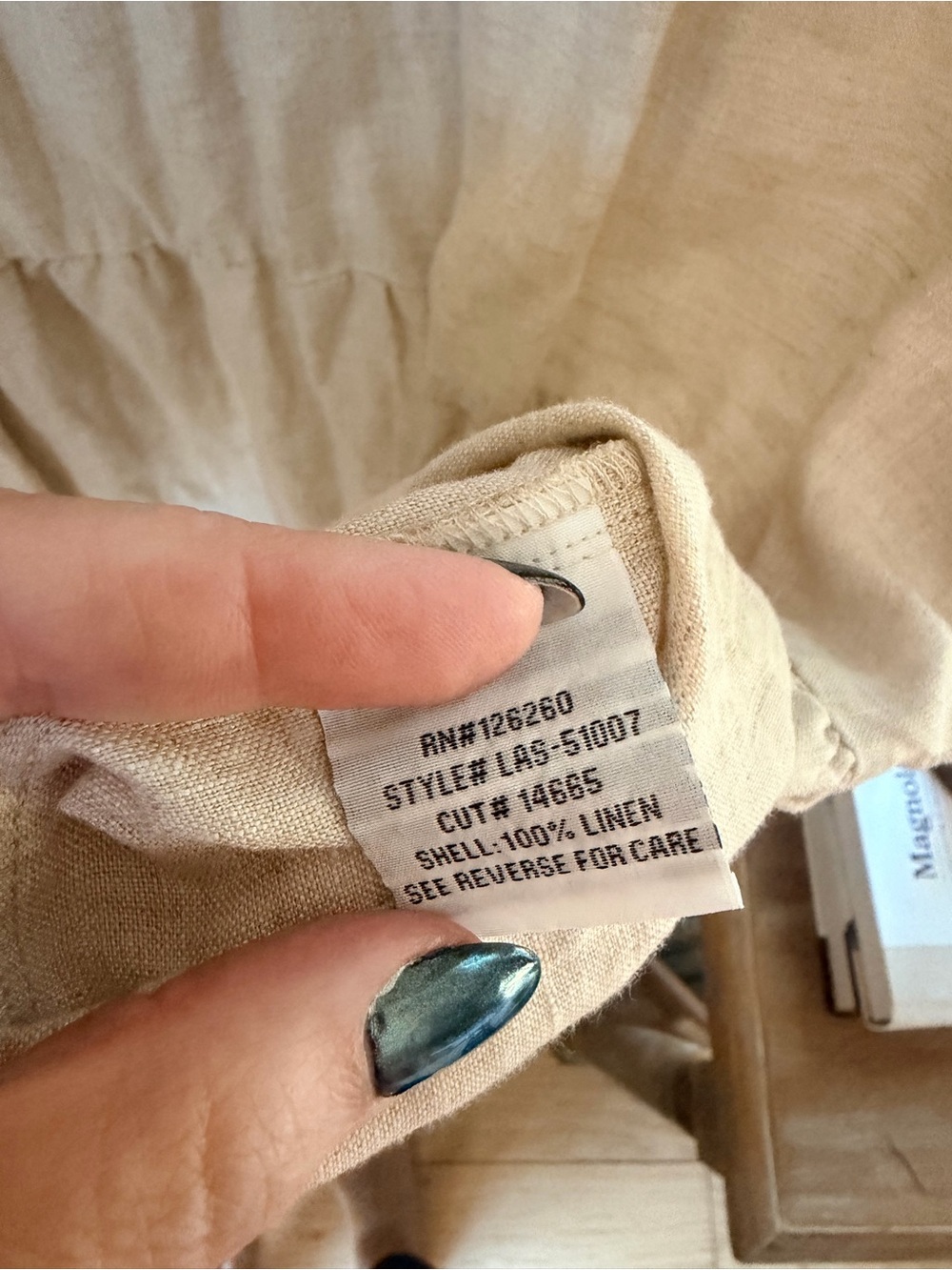 Velvet Heart Relaxed Tiered Linen Dress - Neutral Beige - Picture 4 of 4